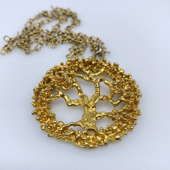Sascha BRASTOFF Vintage Tree of Life Pendant Necklace Signed Modernist 24" Long - Picture 8 of 8